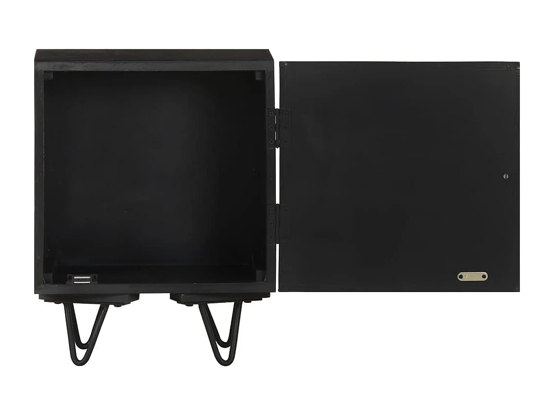 Table de chevet avec front en laiton 40x30x50 Manguier massif