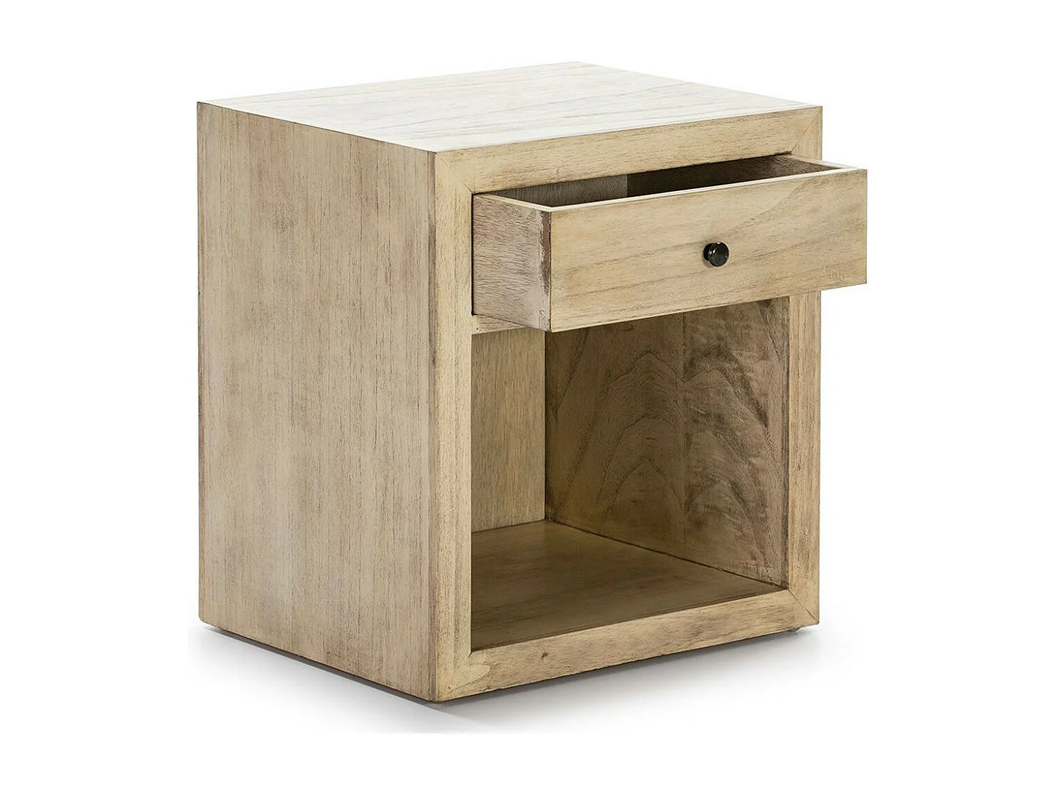 Table de chevet 1 tiroir 1 niche bois massif clair voilé Ras