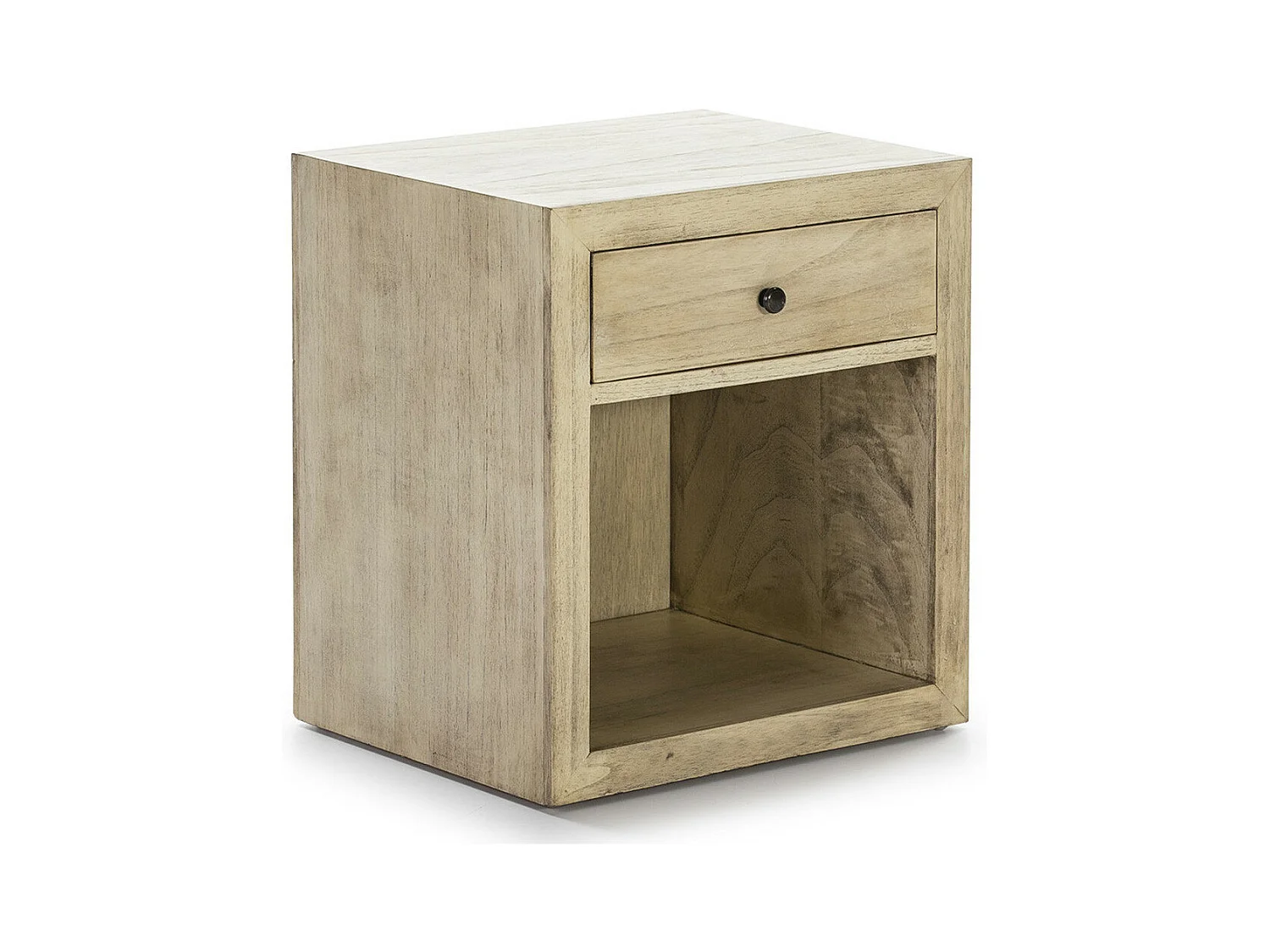 Table de chevet 1 tiroir 1 niche bois massif clair voilé Ras