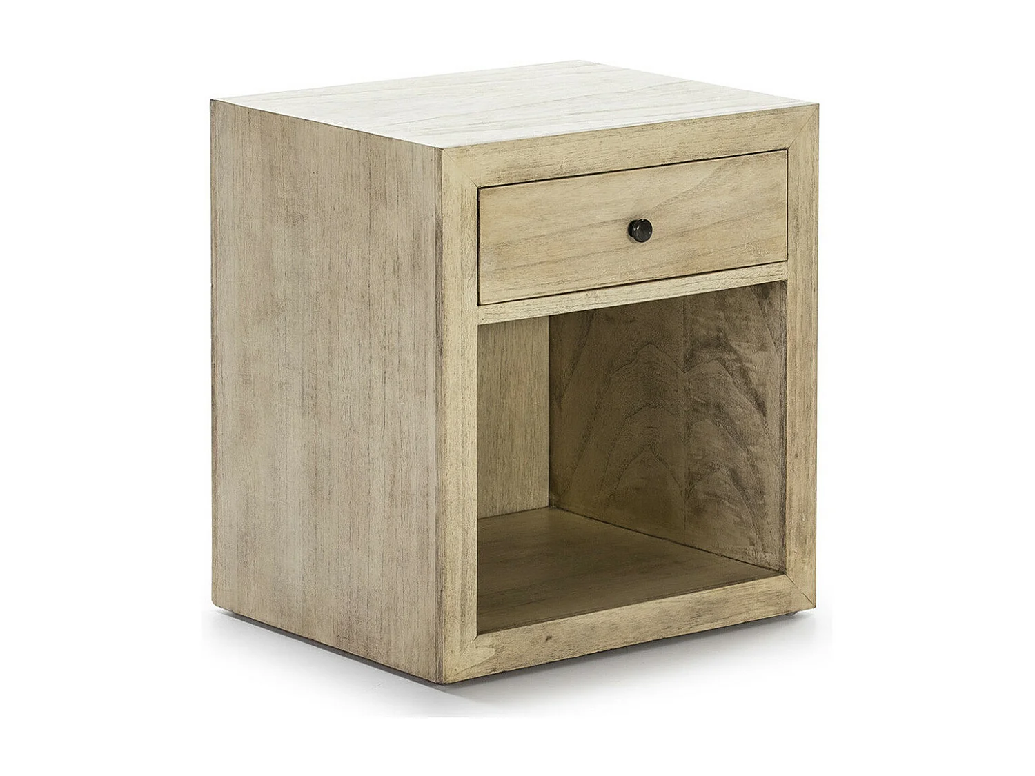 Table de chevet 1 tiroir 1 niche bois massif clair voilé Ras