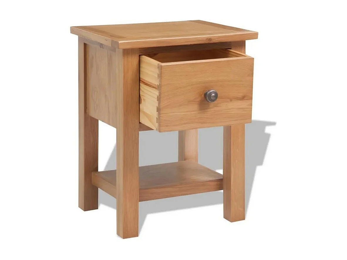 Chevet 1 tiroir chêne massif clair Mazen - Lot de 2