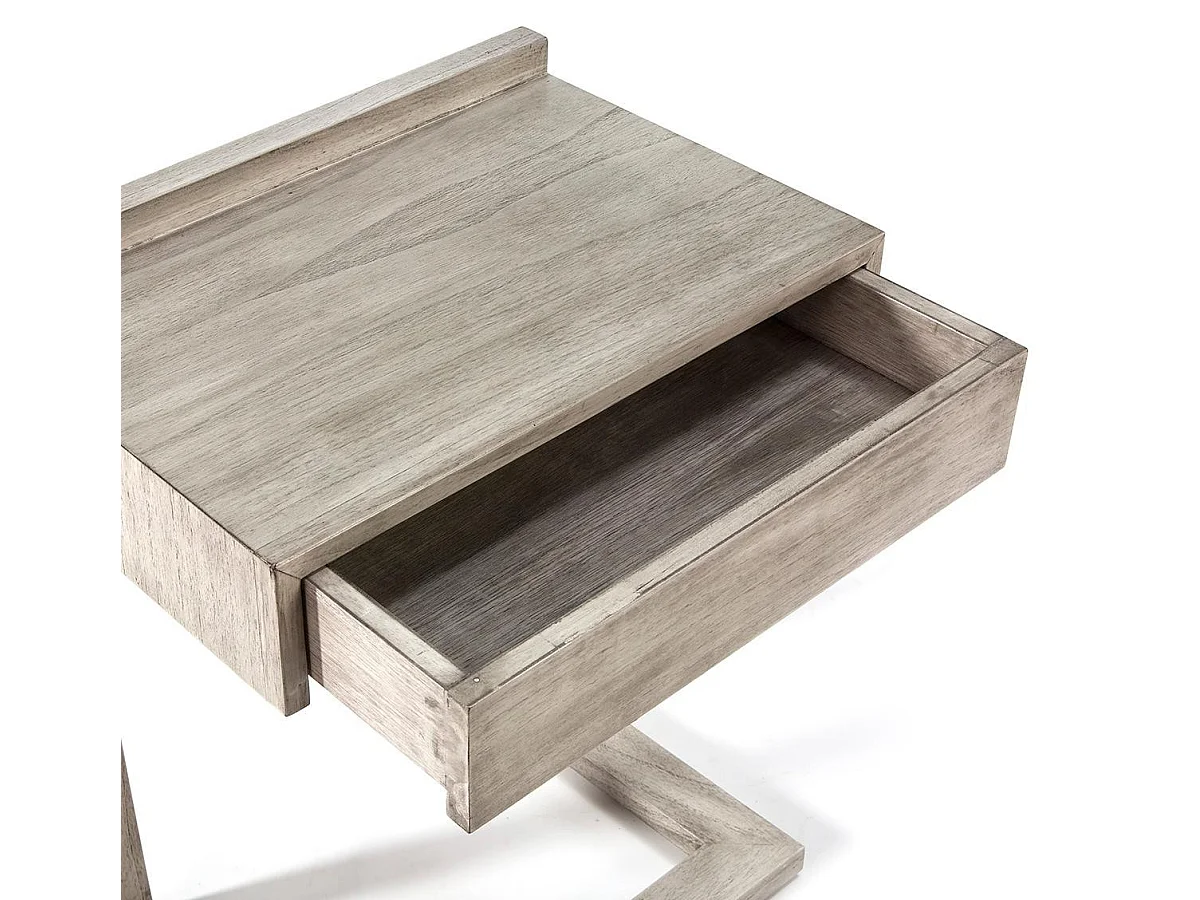 Table de chevet 1 tiroir bois massif grisé voilé Anie