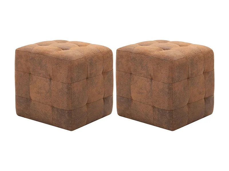 2 pcs Tables de chevet Marron 30x30x30 Similicuir daim