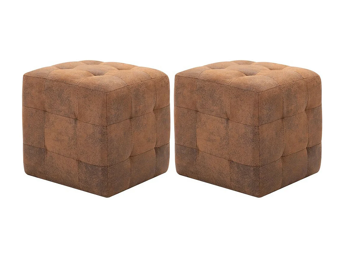 2 pcs Tables de chevet Marron 30x30x30 Similicuir daim