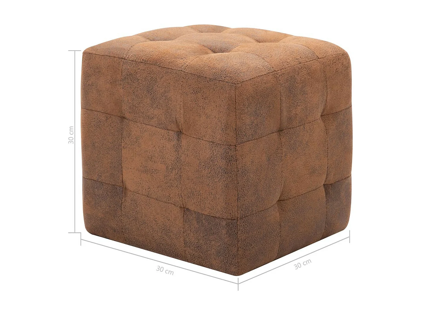 2 pcs Tables de chevet Marron 30x30x30 Similicuir daim