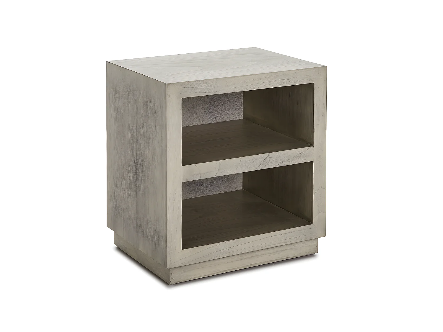 Table de chevet 2 niches bois massif grisé voilé Telo