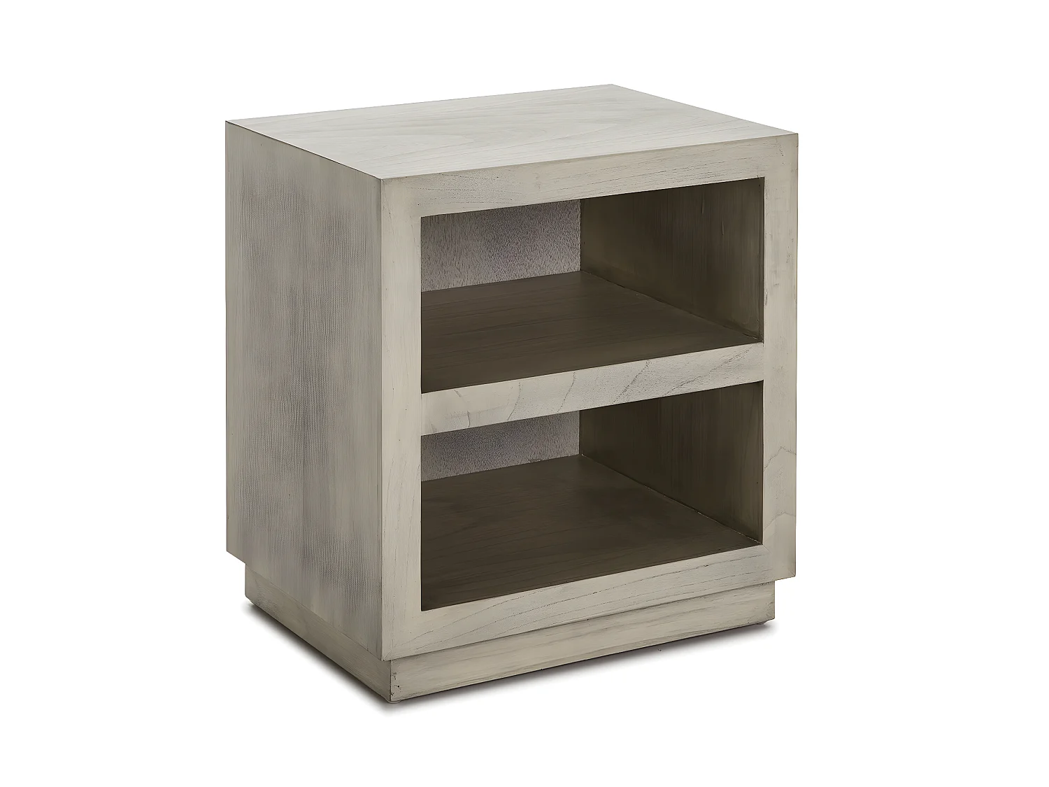 Table de chevet 2 niches bois massif grisé voilé Telo