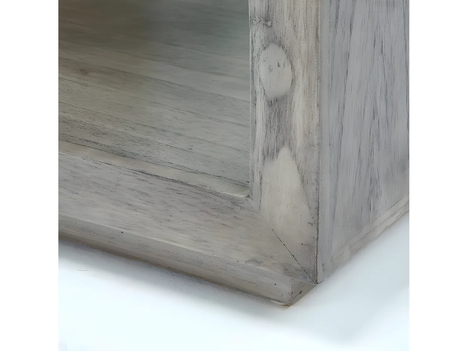 Table de chevet 2 niches bois massif grisé voilé Telo