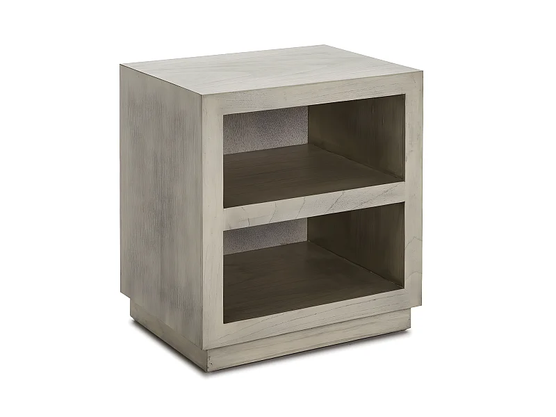 Nachtkastje met 2 nissen in gesluierd grijs massief hout Telo