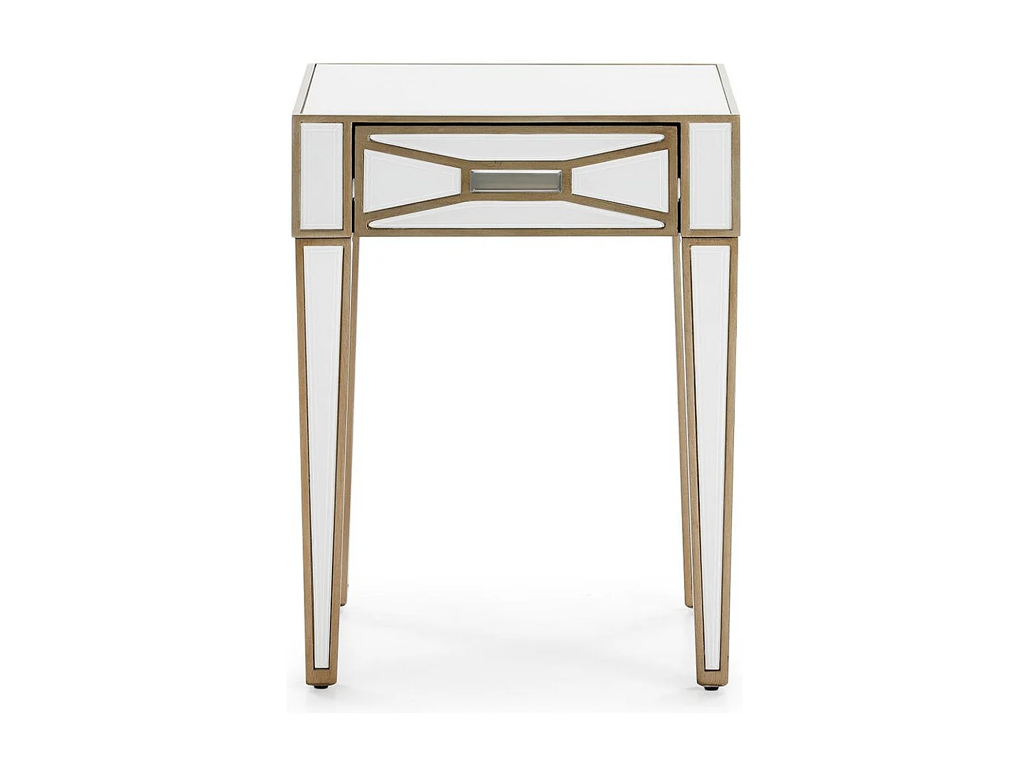 Table de chevet 1 tiroir miroir blanc et transparent Grecy