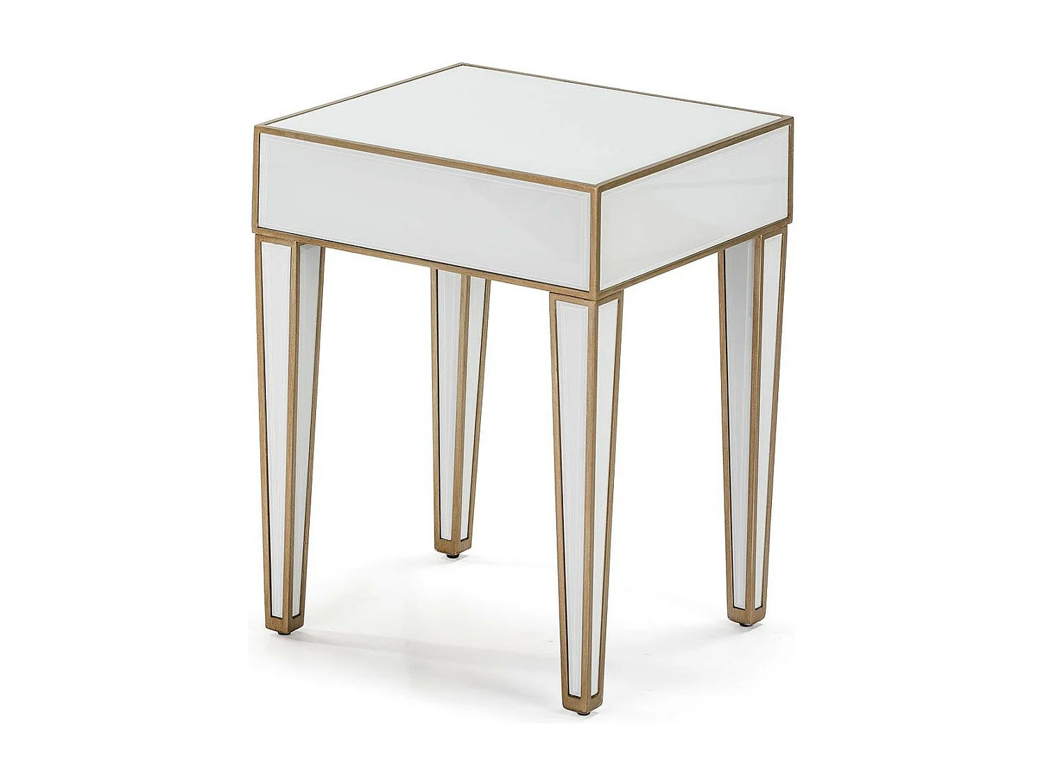 Table de chevet 1 tiroir miroir blanc et transparent Grecy