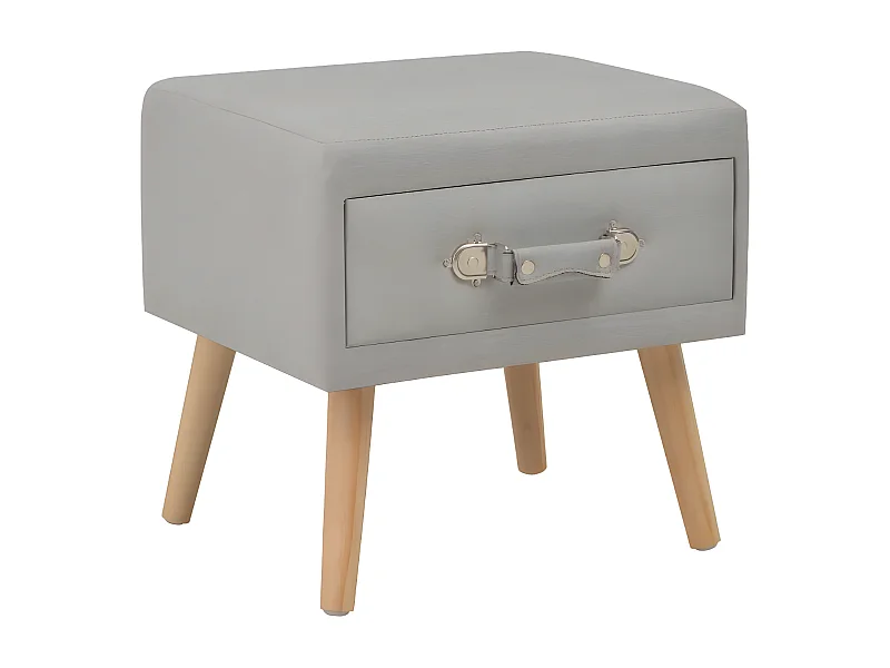 Table de chevet tissu gris et pin massif clair Twilly