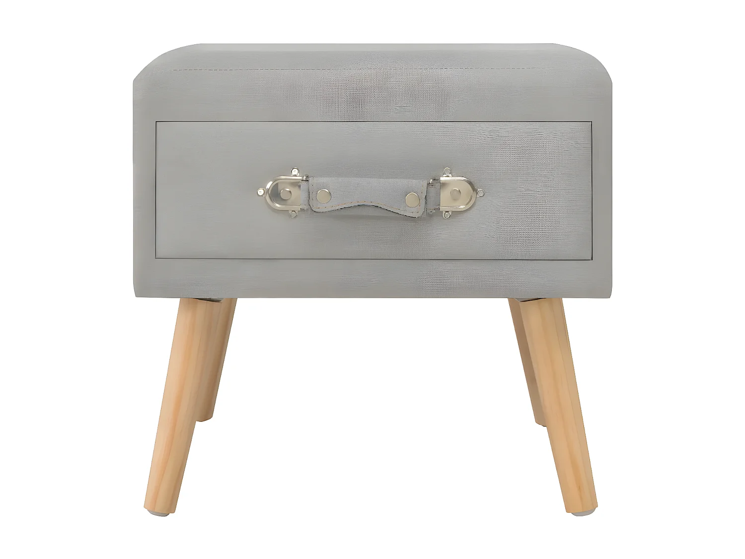 Table de chevet tissu gris et pin massif clair Twilly