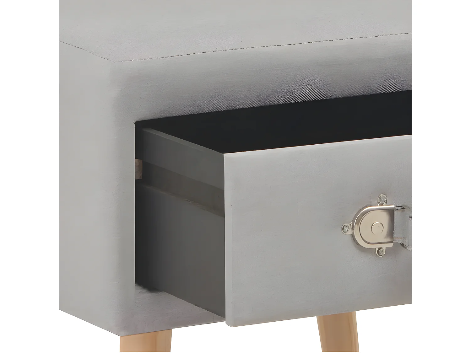 Table de chevet tissu gris et pin massif clair Twilly