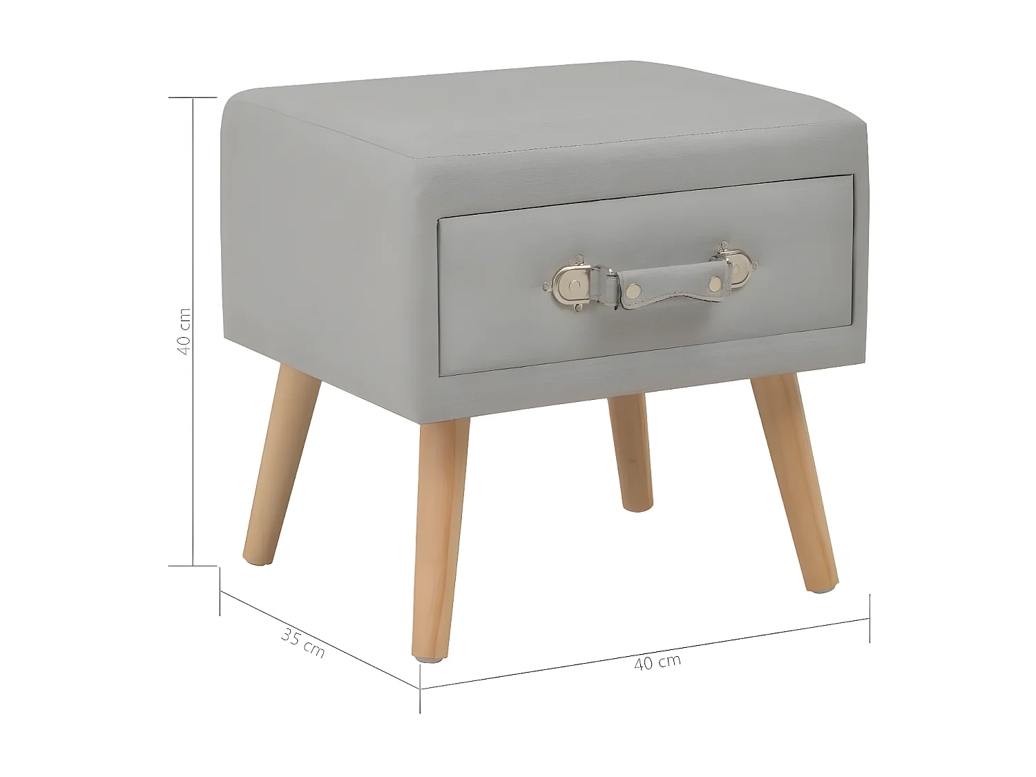 Table de chevet tissu gris et pin massif clair Twilly