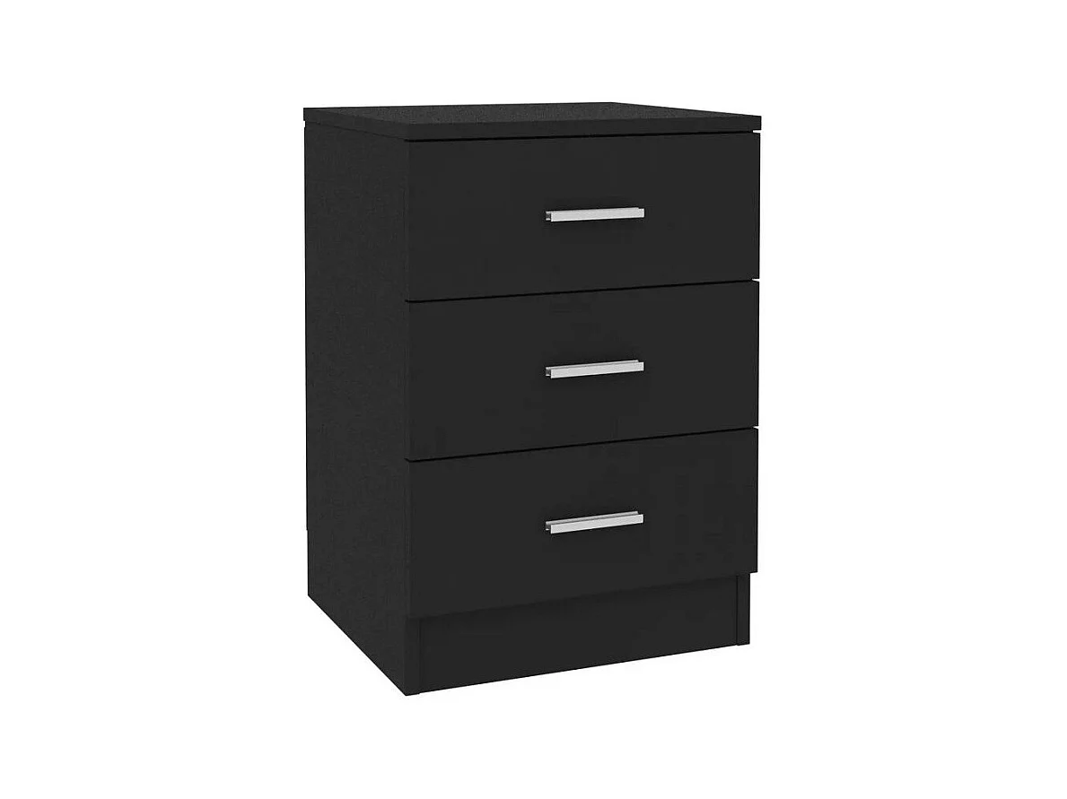Table de chevet 3 tiroirs bois noir Metiu