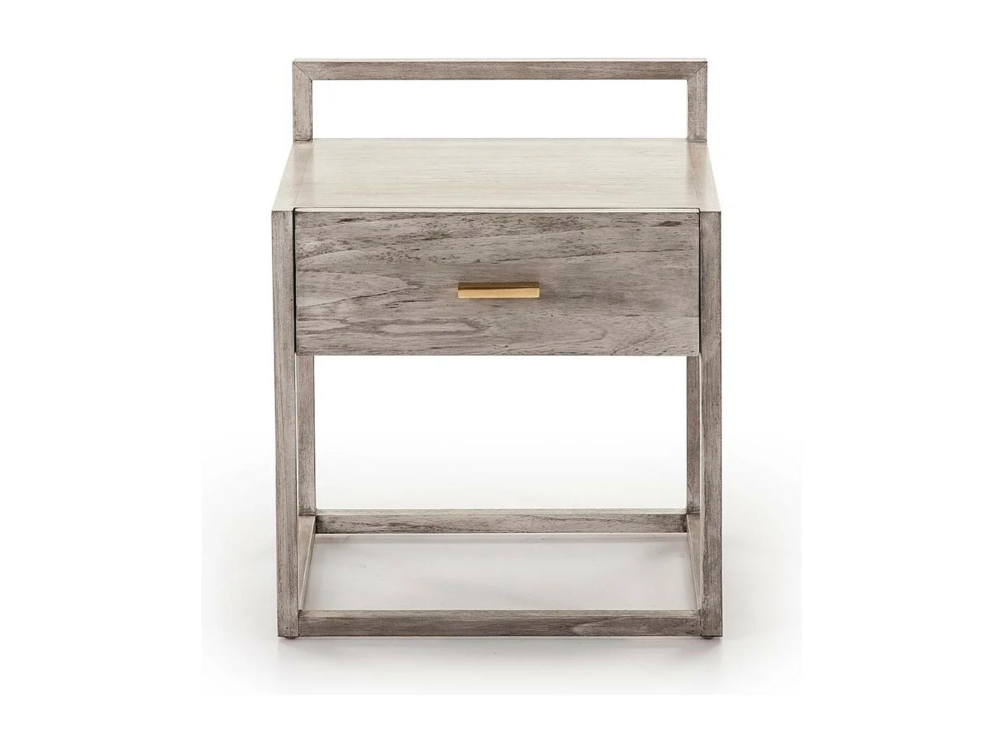 Mesilla de noche Castle de 1 cajón de madera maciza velada gris