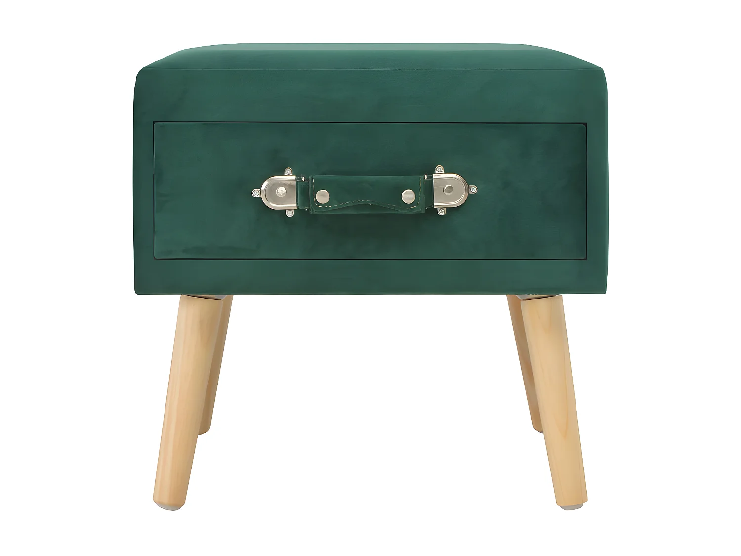 Table de chevet velours vert et pin massif clair Twilly