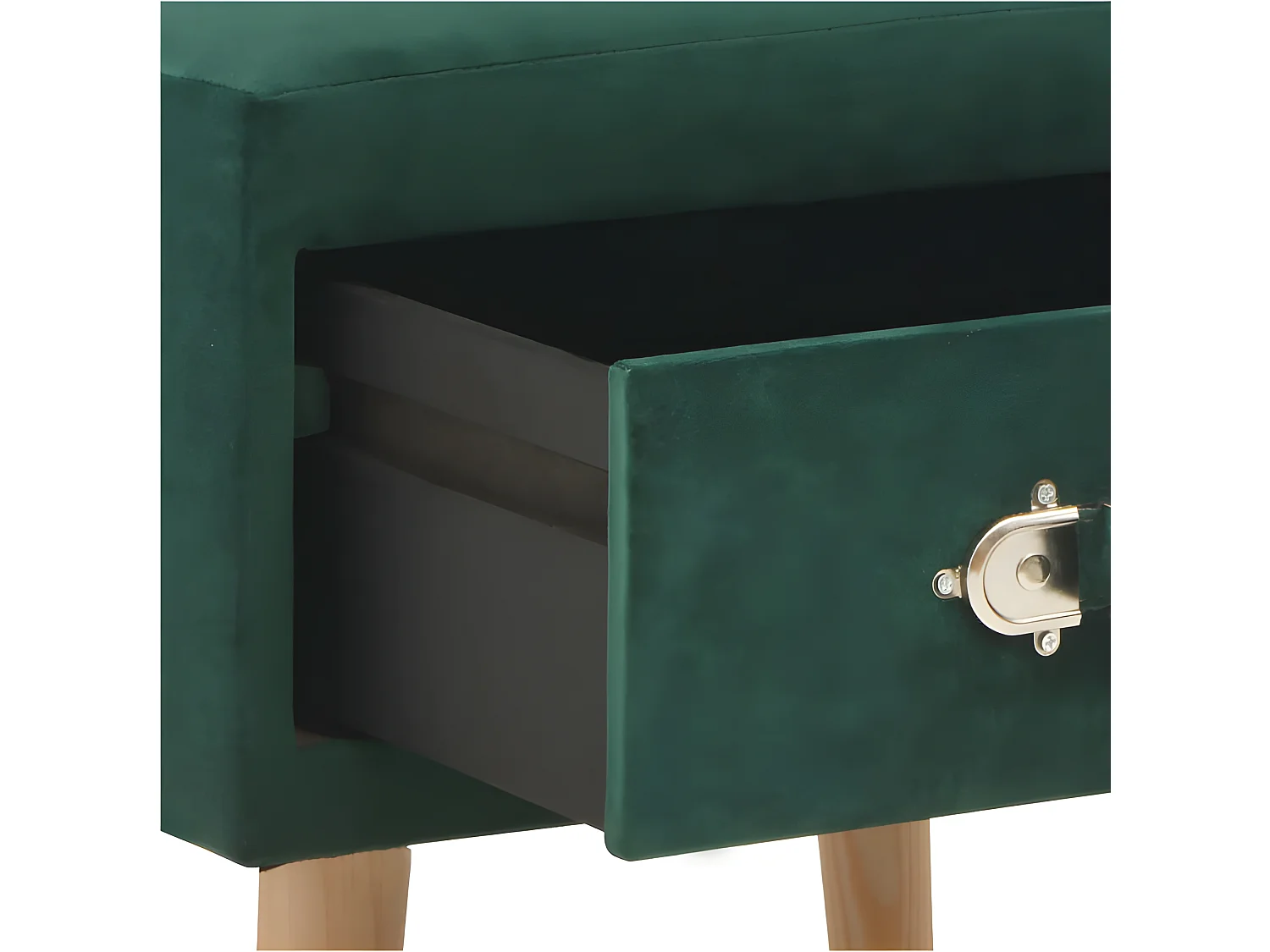 Table de chevet velours vert et pin massif clair Twilly