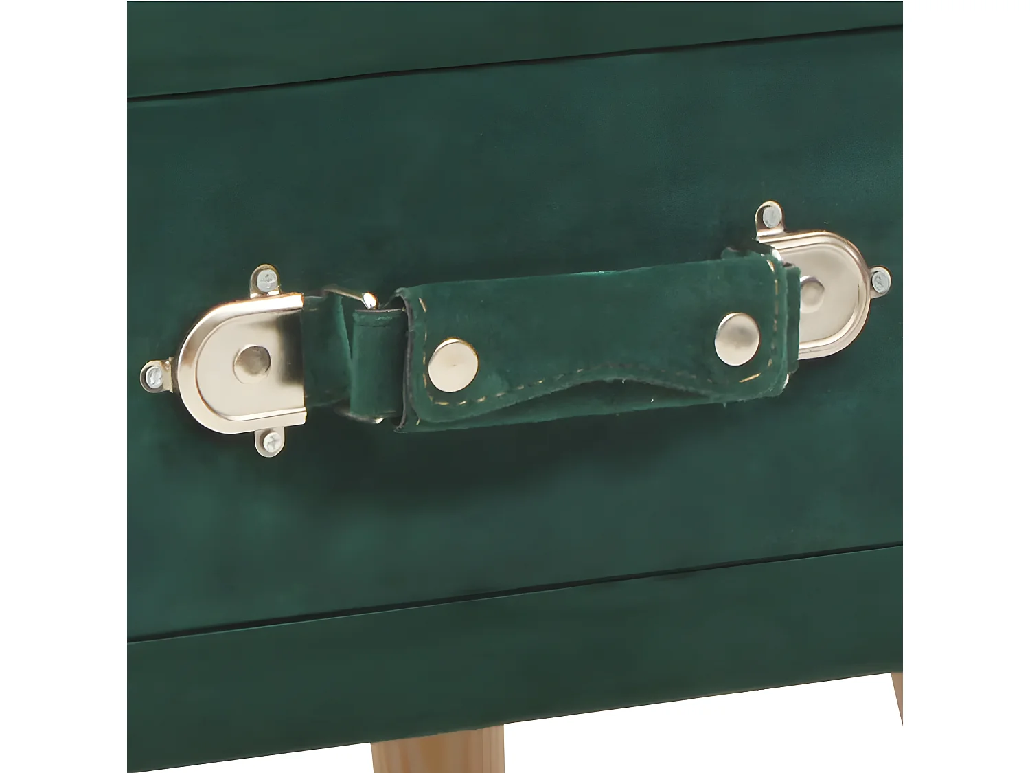 Table de chevet velours vert et pin massif clair Twilly