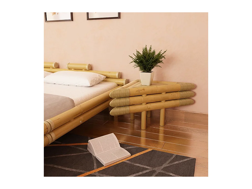 Table de chevet 2 pcs 60 x 60x40 Bambou naturel