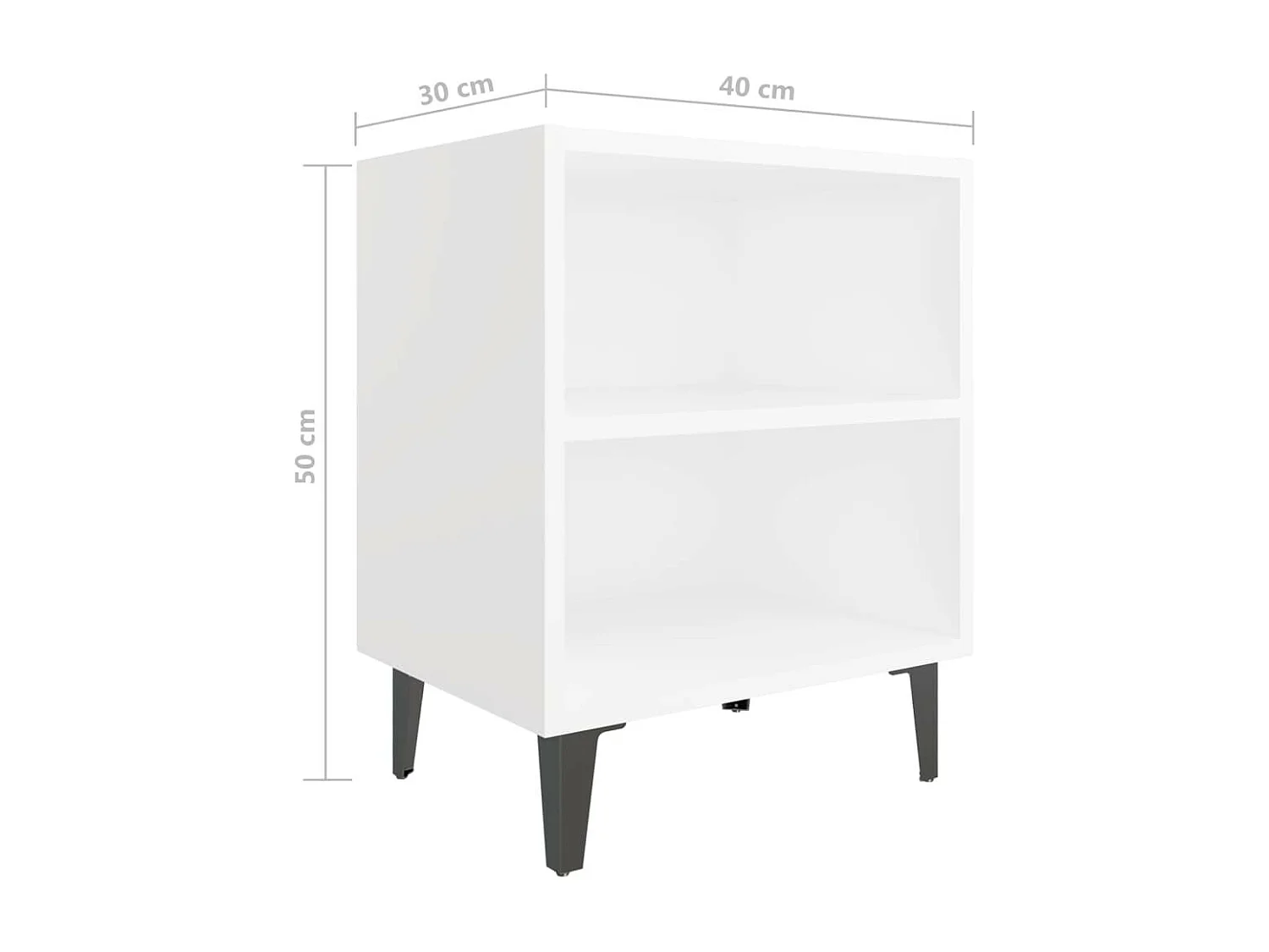 Tables de chevet avec pieds en métal 2 pcs Blanc 40x30x50 2