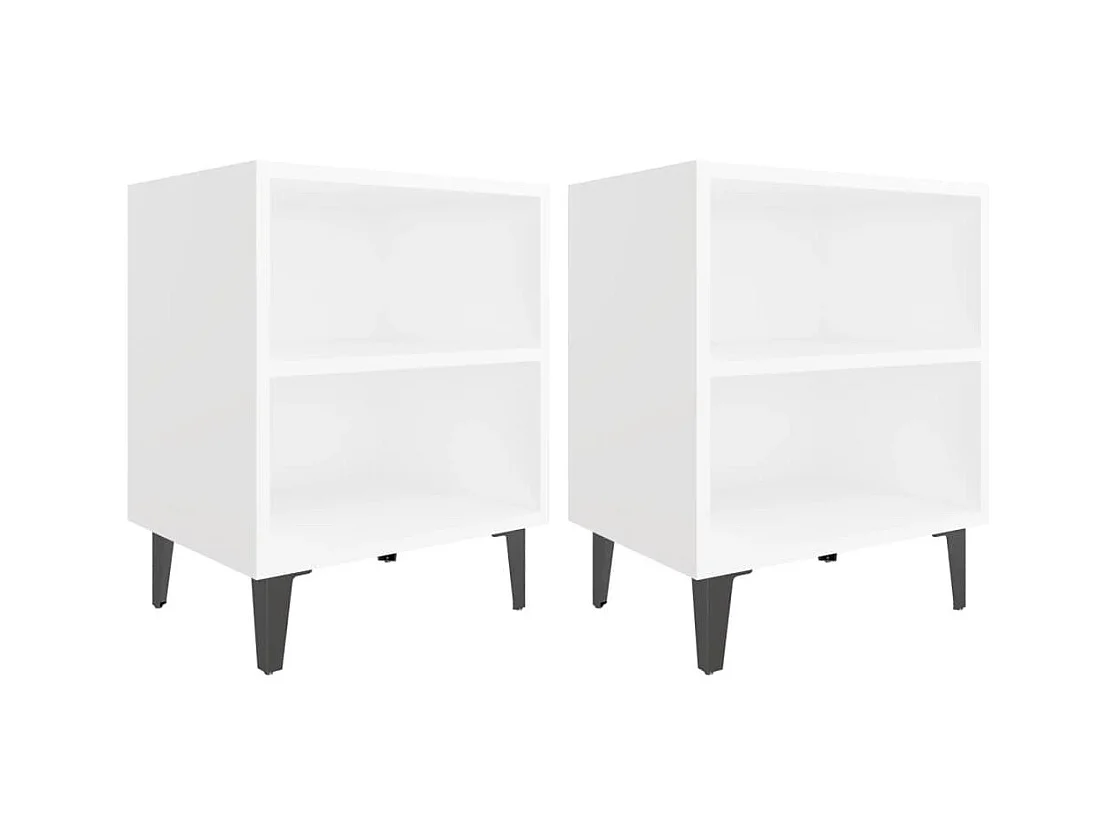 Tables de chevet avec pieds en métal 2 pcs Blanc 40x30x50 2