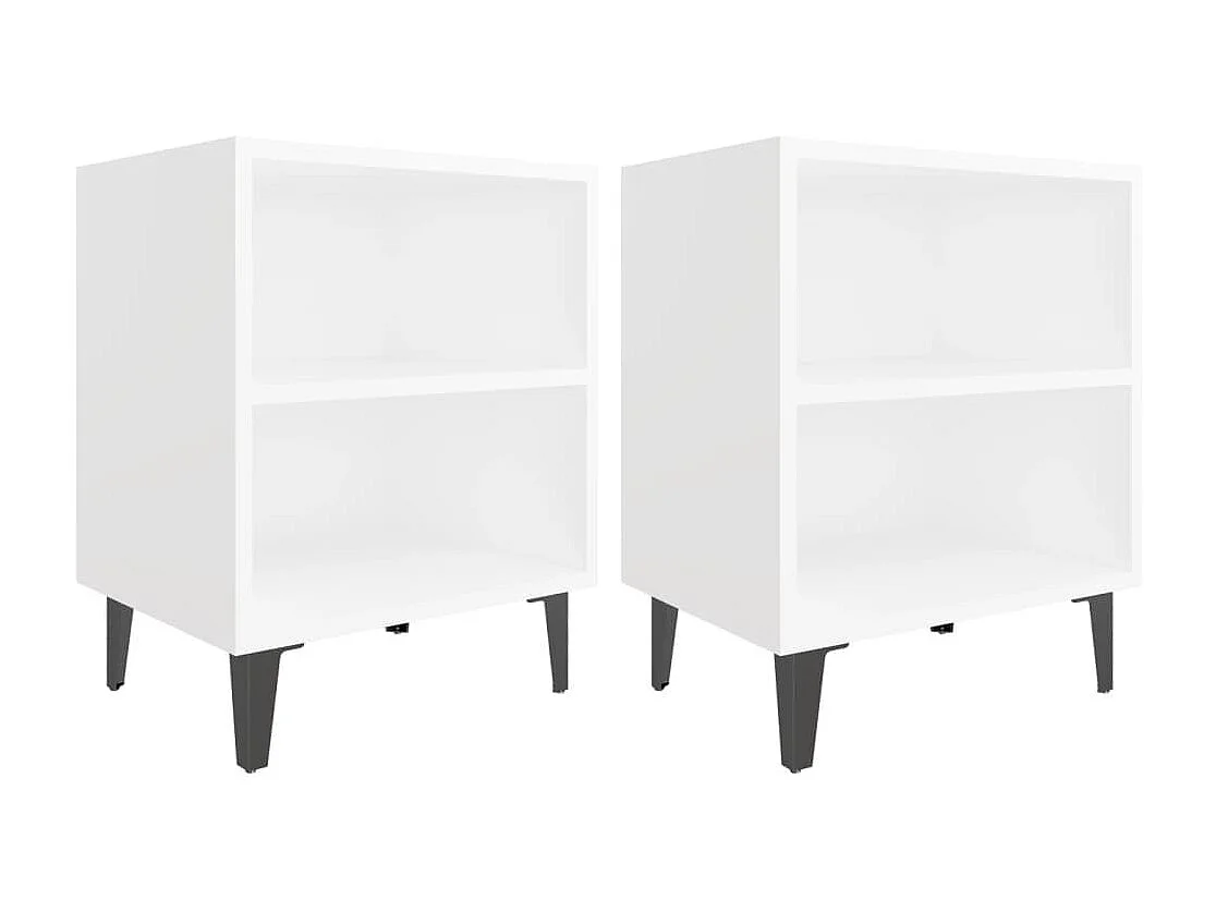 Tables de chevet avec pieds en métal 2 pcs Blanc 40x30x50 2