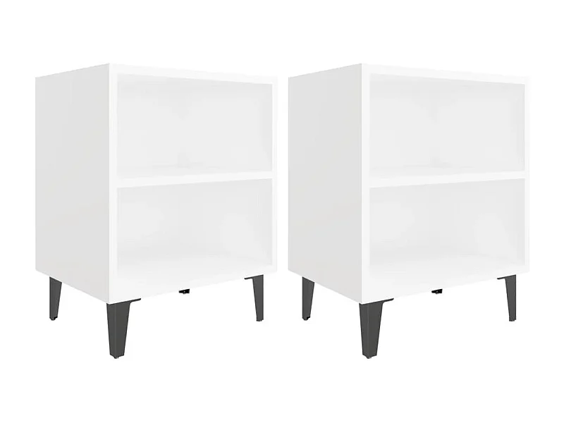 Tables de chevet avec pieds en métal 2 pcs Blanc 40x30x50 2