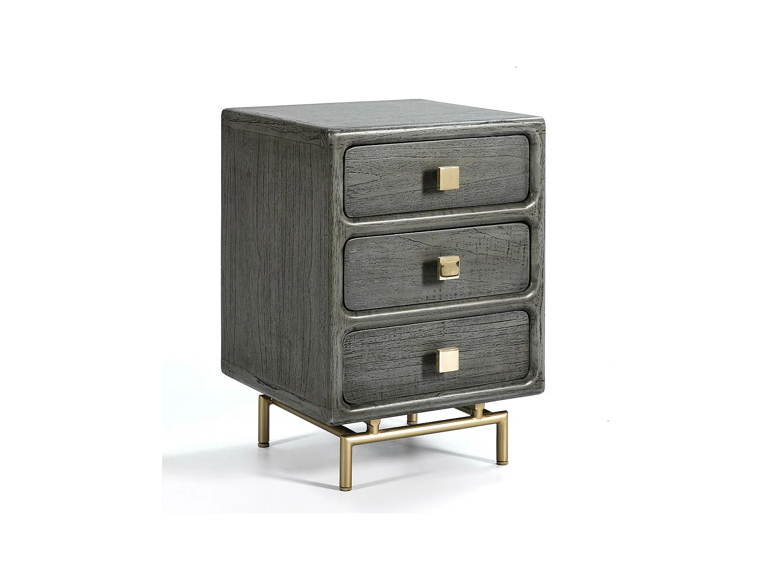 Table de chevet 3 tiroirs bois massif peint gris Bar