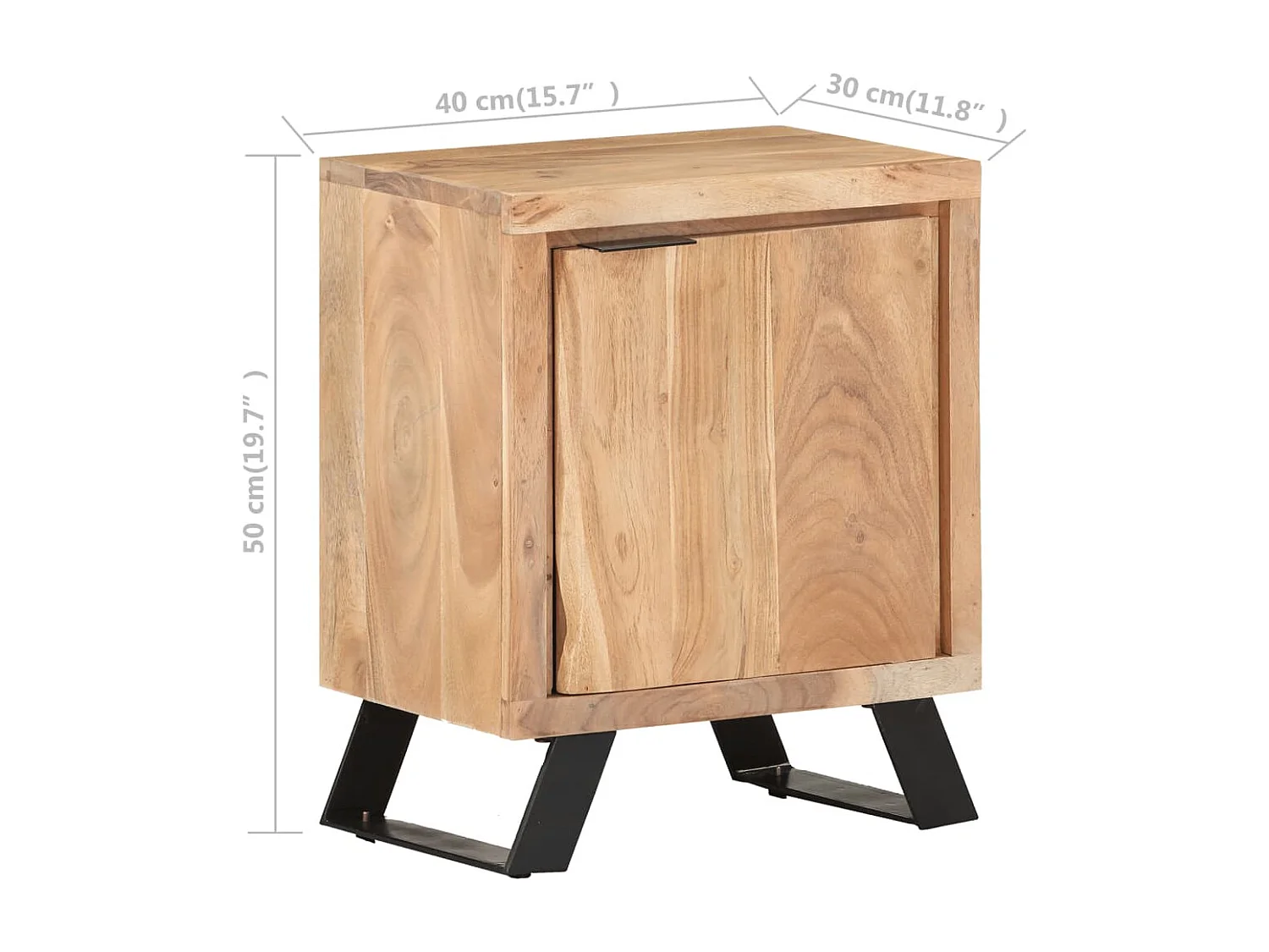 Table de chevet 40x30x50 Bois d'acacia avec bord naturel