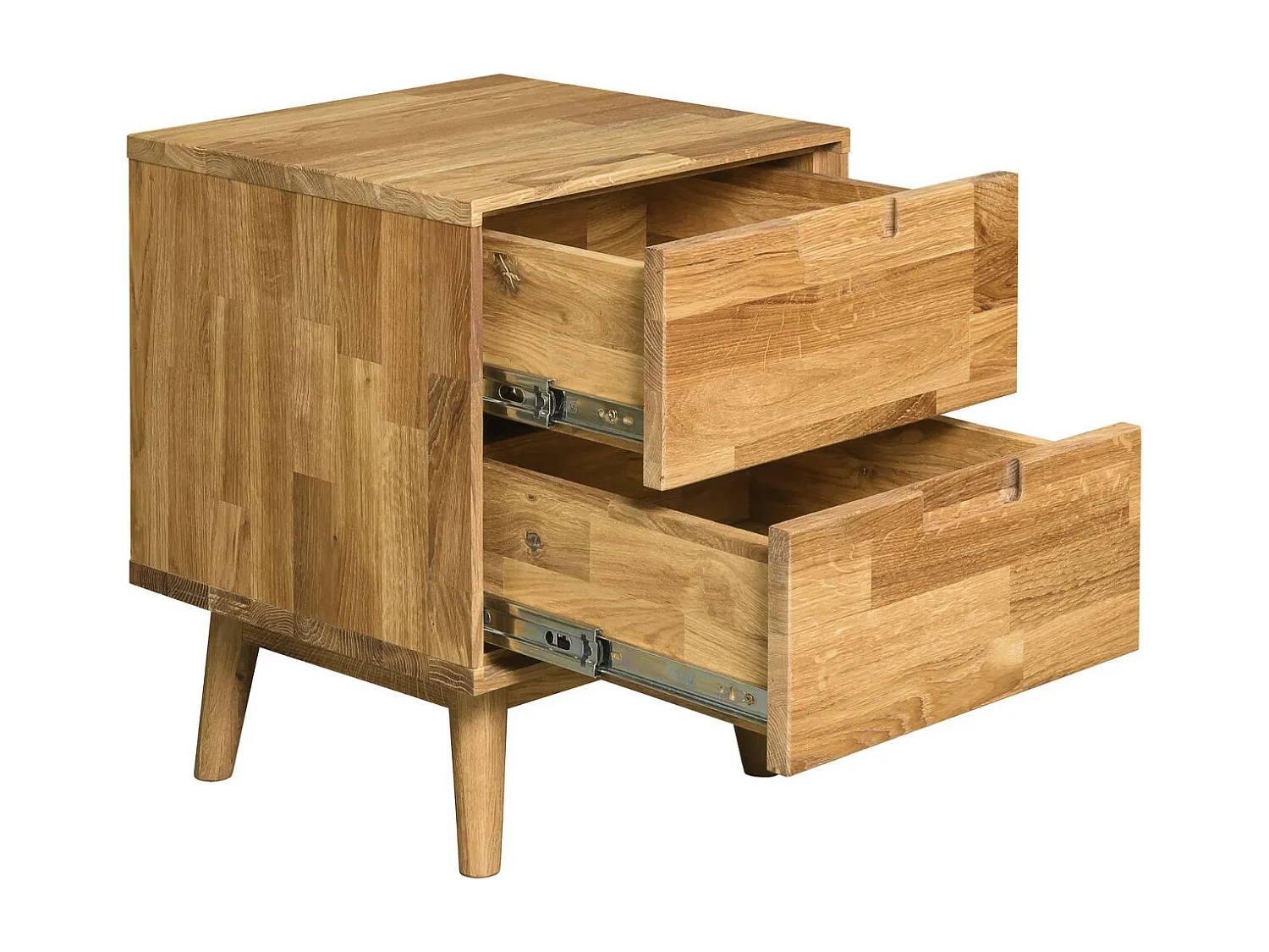Chevet 2 tiroirs en bois de chêne massif Kundy