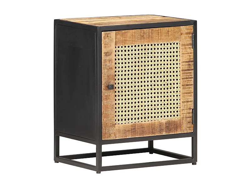 Table de chevet 40x30x50 Bois de manguier et canne naturelle 4