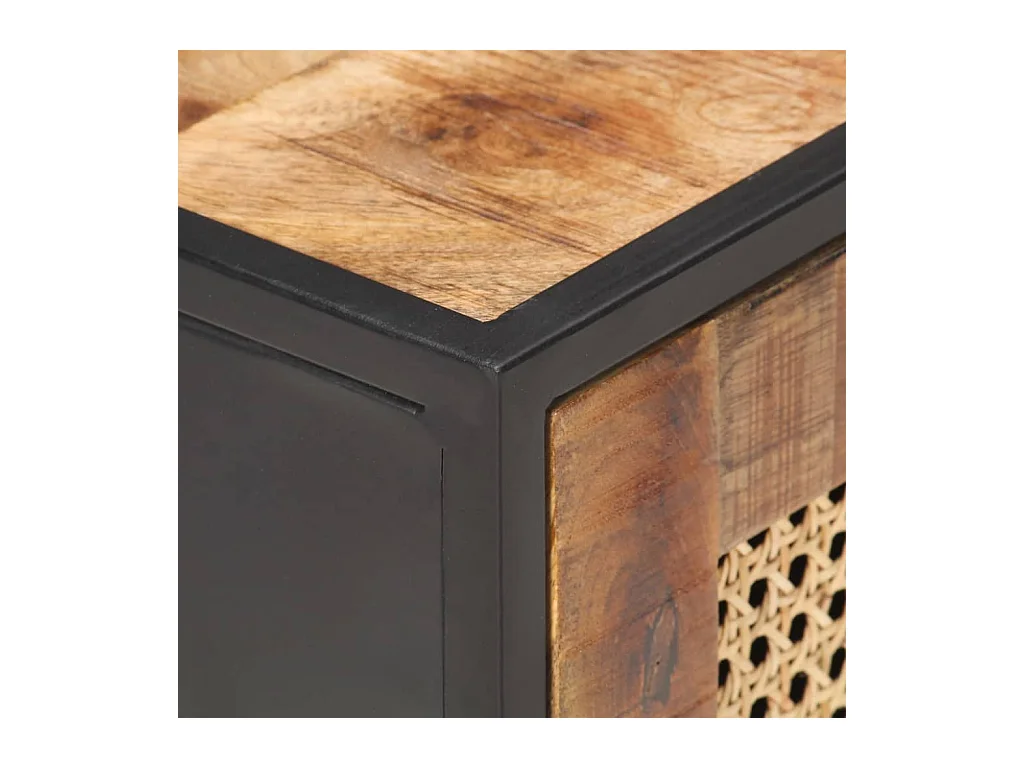Table de chevet 40x30x50 Bois de manguier et canne naturelle 4