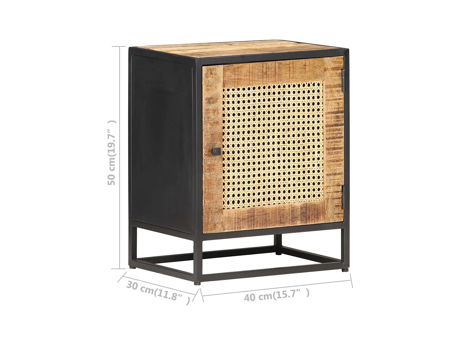 Table de chevet 40x30x50 Bois de manguier et canne naturelle 4