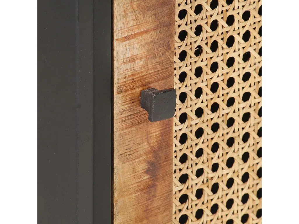 Table de chevet 40x30x50 Bois de manguier et canne naturelle 4