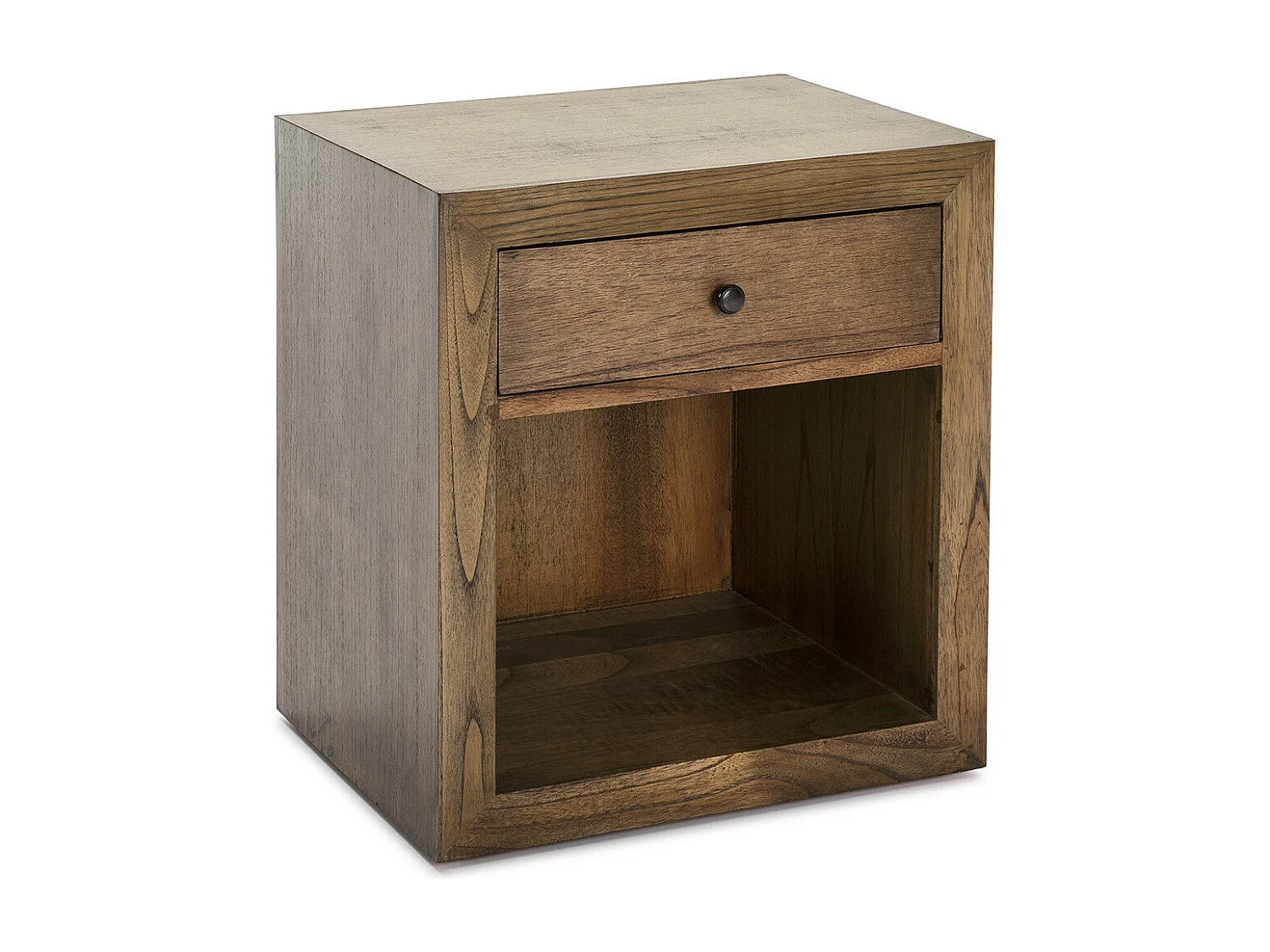 Table de chevet 1 tiroir 1 niche bois massif foncé Ras