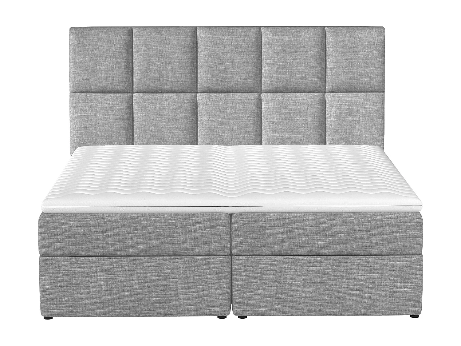 Lit boxspring simili cuir noir avec matelas et surmatelas Lizen-140x200