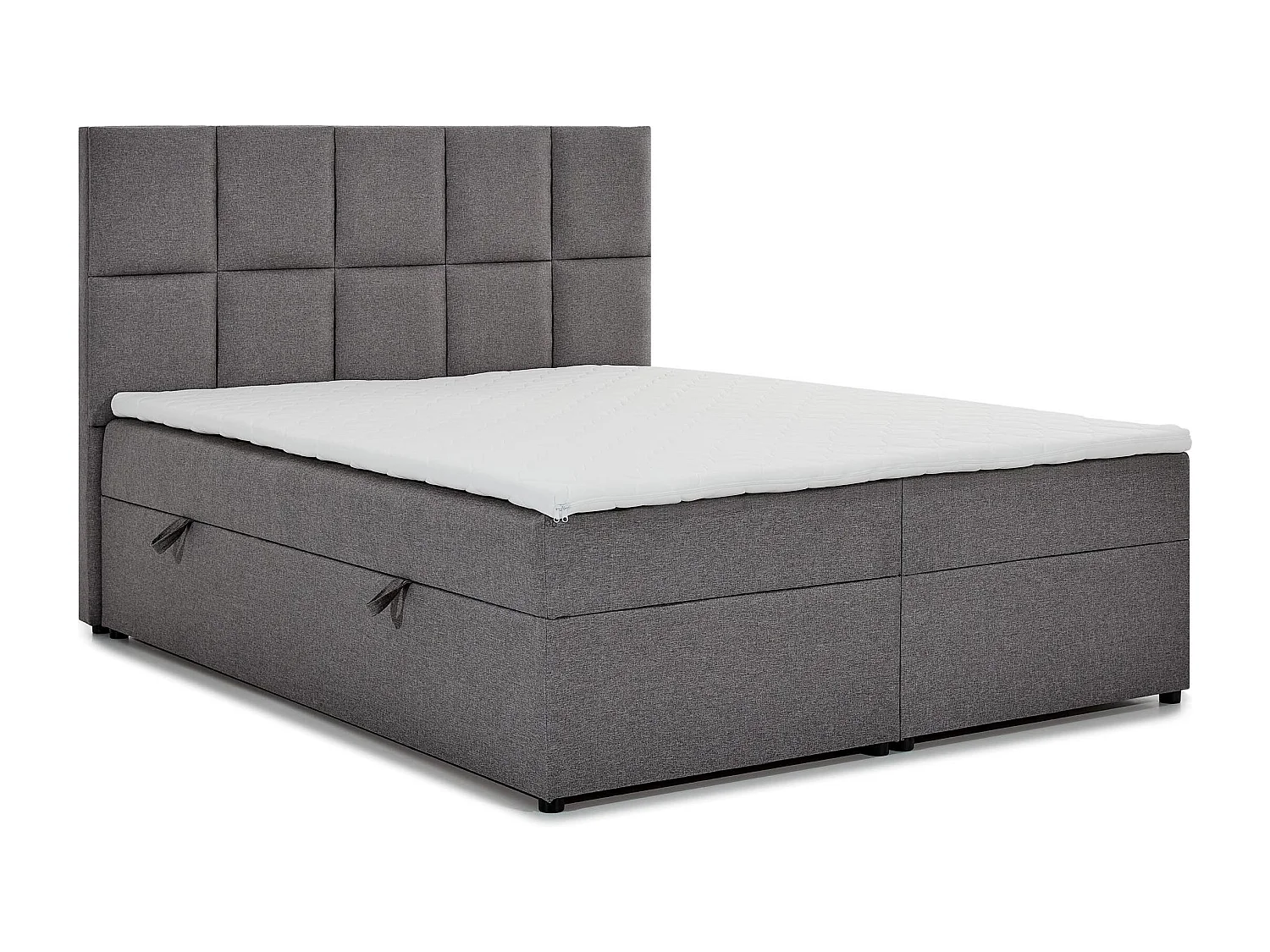 Lit boxspring simili cuir noir avec matelas et surmatelas Lizen-160x200