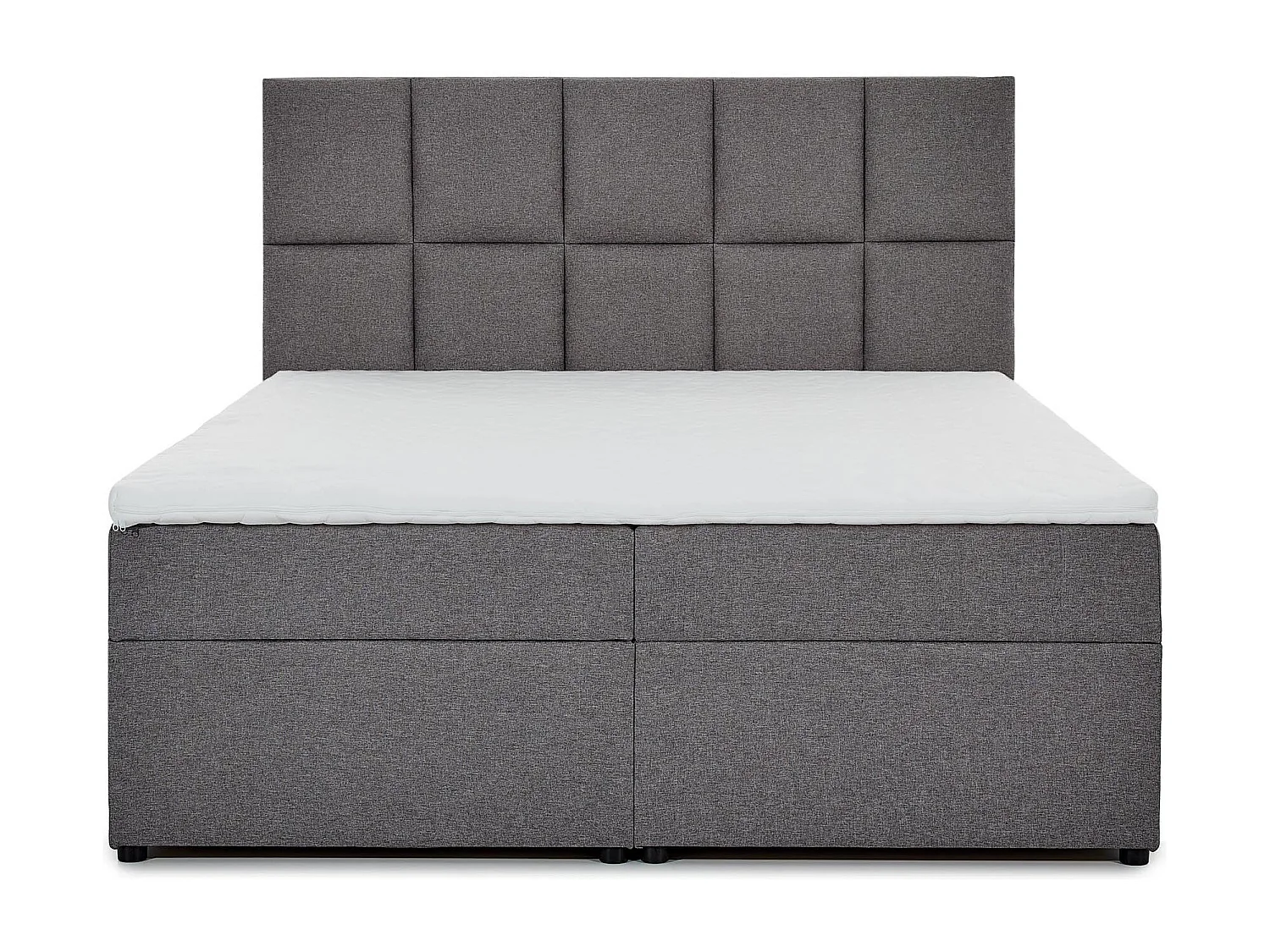 Lit boxspring simili cuir noir avec matelas et surmatelas Lizen-160x200