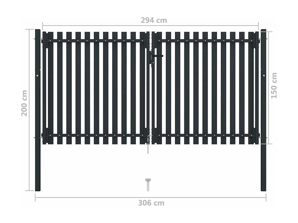 Portail de clôture à double porte Acier 306x200 Anthracite