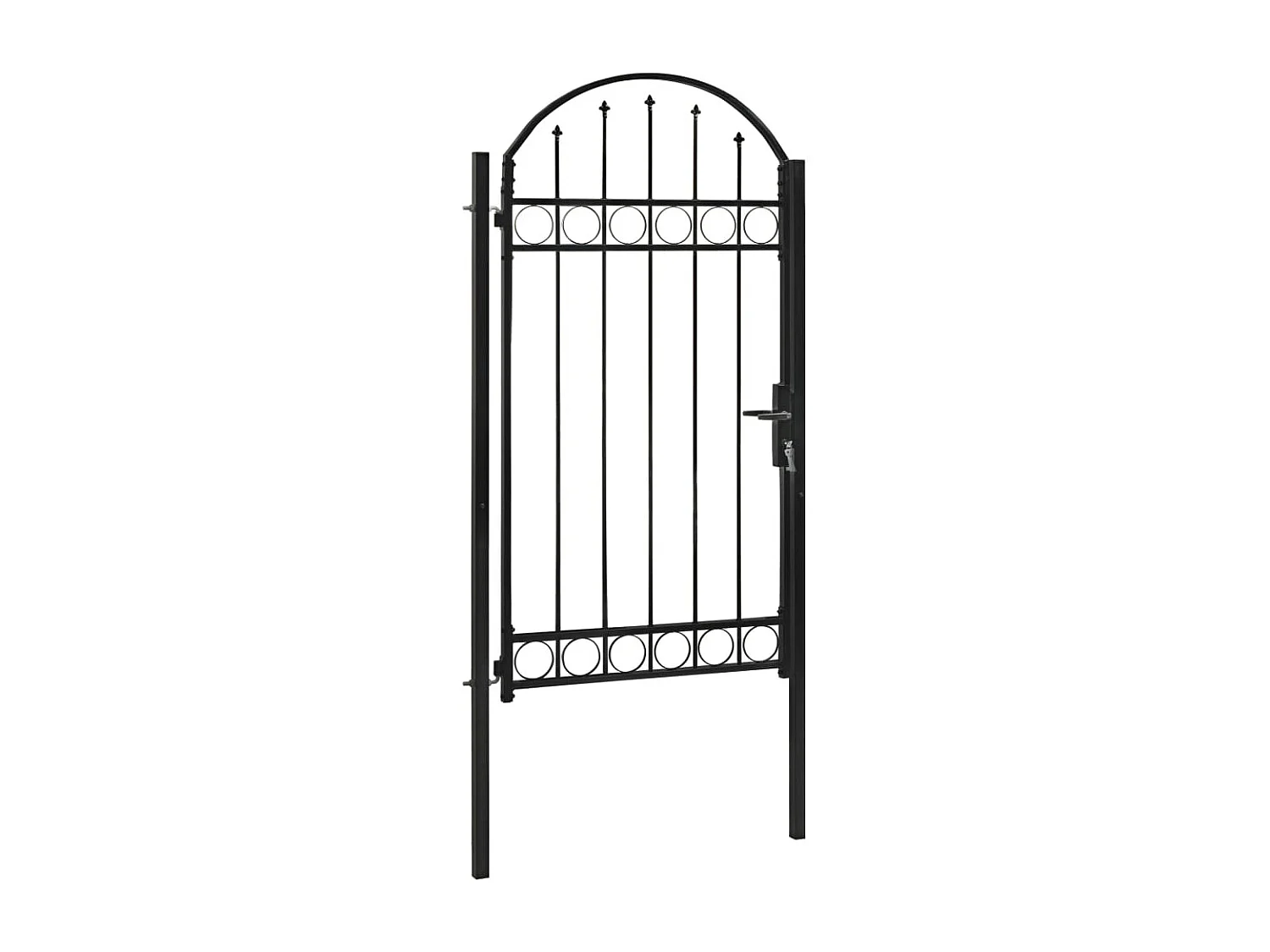 Poort met gebogen bovenkant 100x250 cm staal zwart