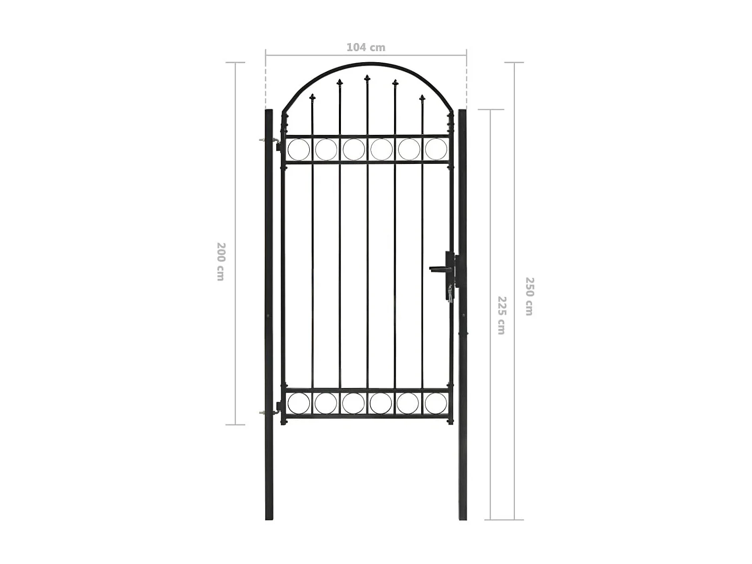 Portail de jardin avec dessus arqué Acier 100x250 Noir
