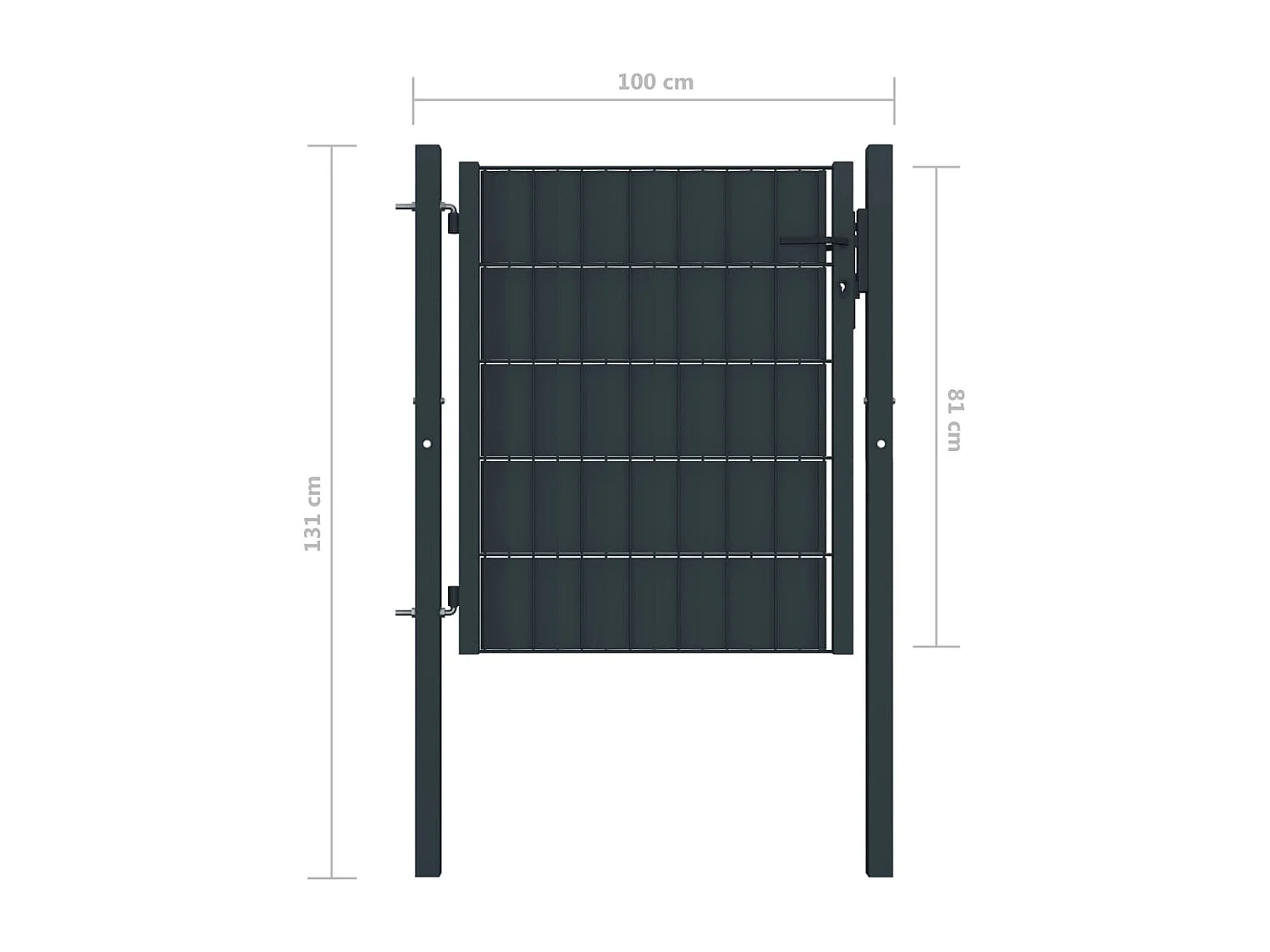 Portail de clôture PVC et acier 100x81 Anthracite