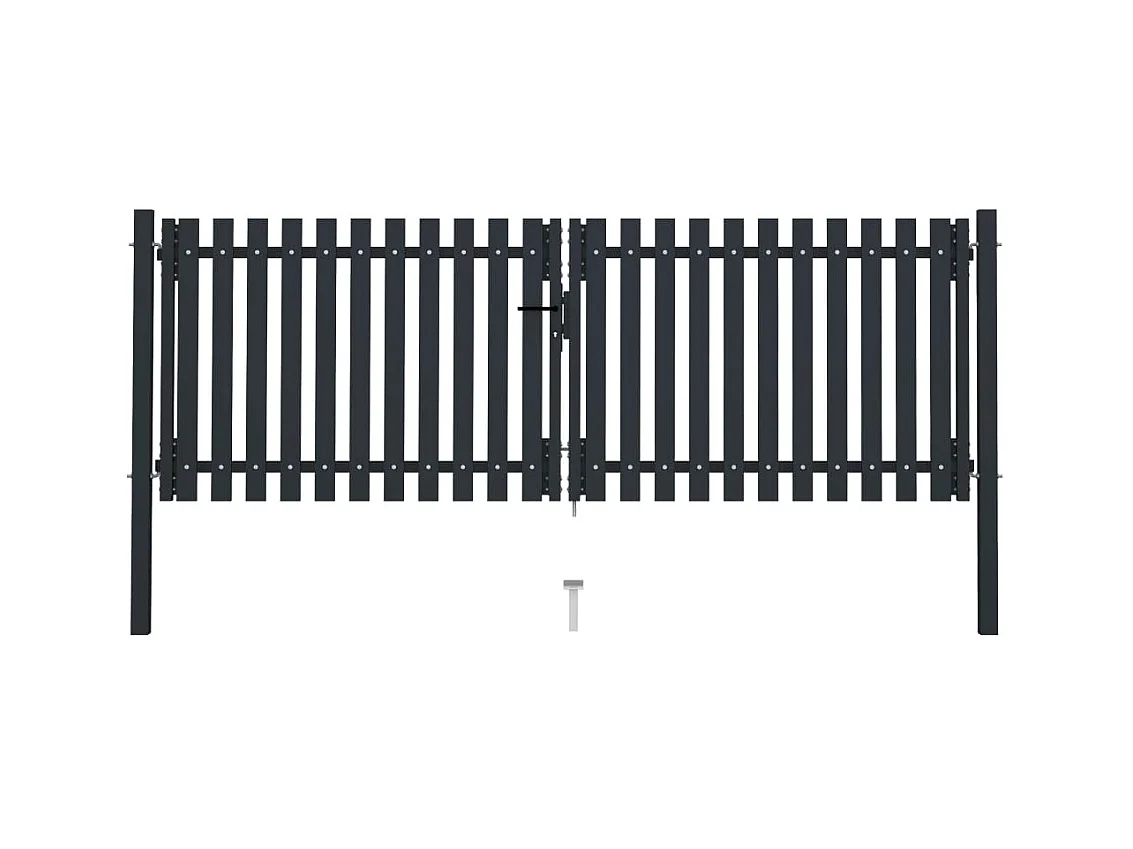 Portail de clôture à double porte Acier 306x125 Anthracite