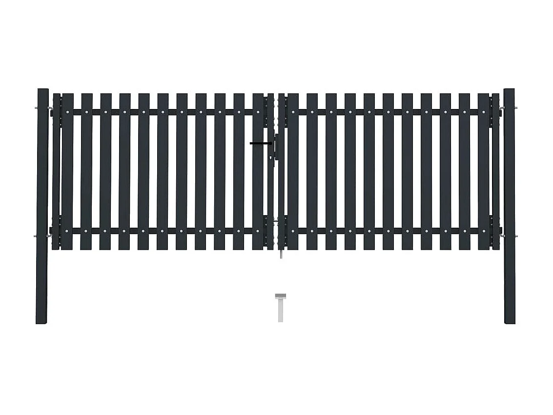 Portail de clôture à double porte Acier 306x125 Anthracite