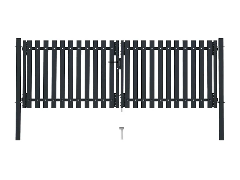 Portail de clôture à double porte Acier 306x125 Anthracite