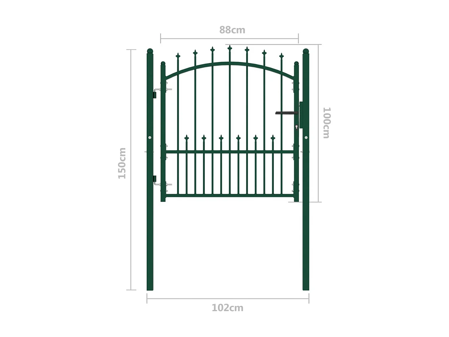 Portail de clôture avec pointes Acier 100x100 Vert 2