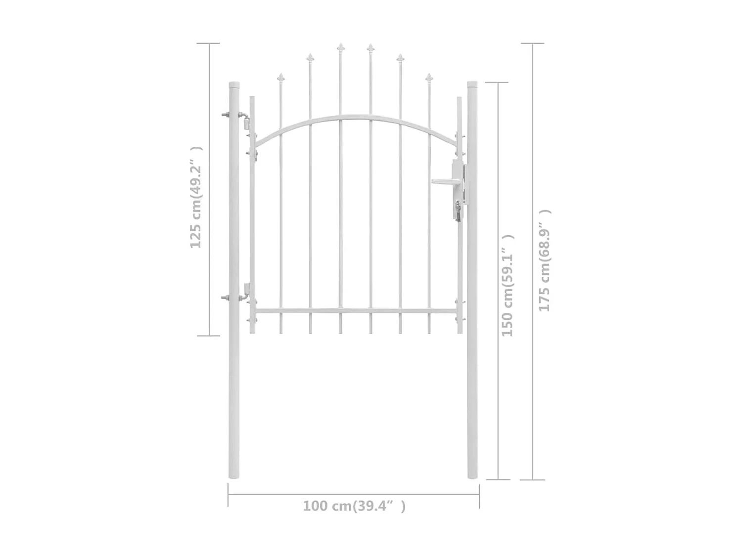 Portail de jardin Acier 1 x 1,75 m Blanc