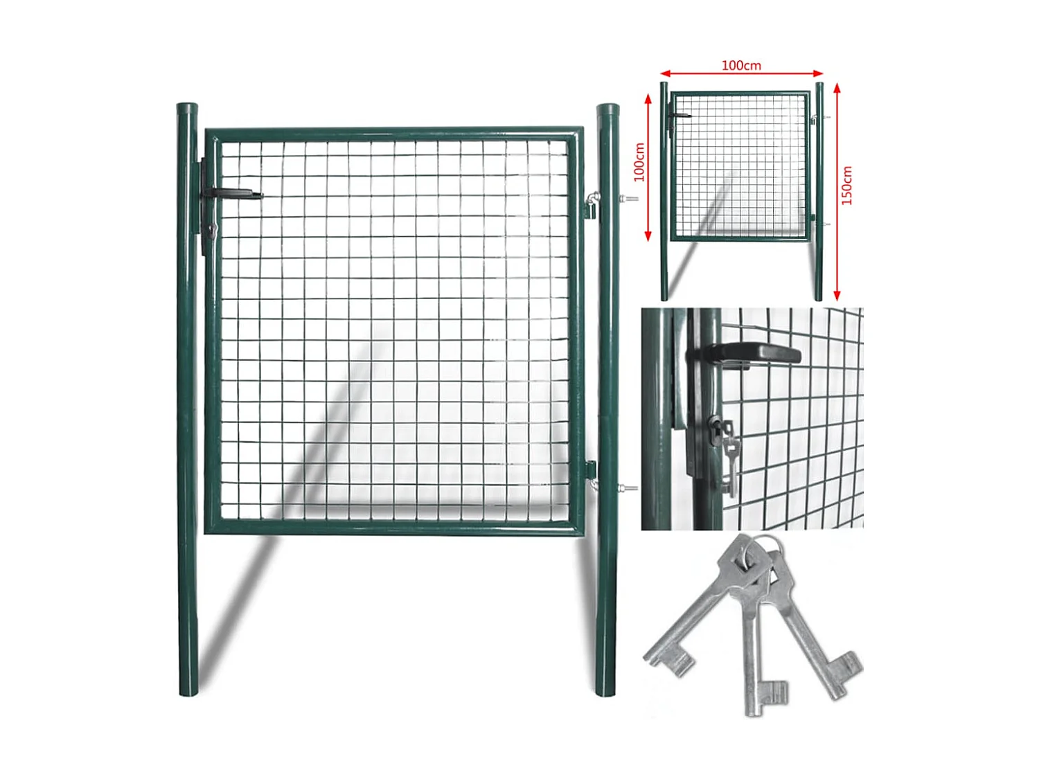 Portail de clôture à porte simple Acier enduit de poudre